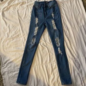Ultra - High rise light wash jeans
